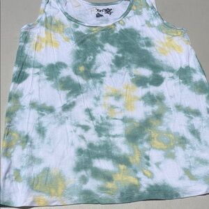 Terra & Sky Green and Yellow Tie-Dye Tank Top